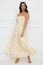 Sunshine Shores Strapless Maxi Dress Yellow